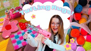 I got a tufting gun! ☻ building a tufting frame + tufting my first rugs! ☻✿ Studio Vlog