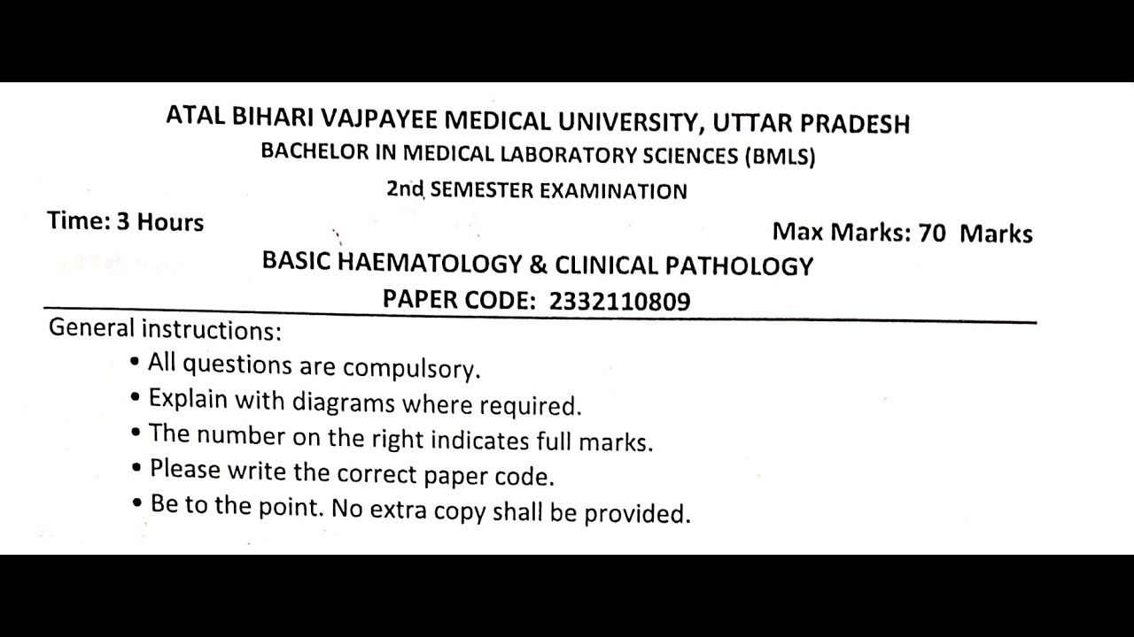 BMLS 2nd Semester | Basic Haematology & Clinical Pathology | Session ...