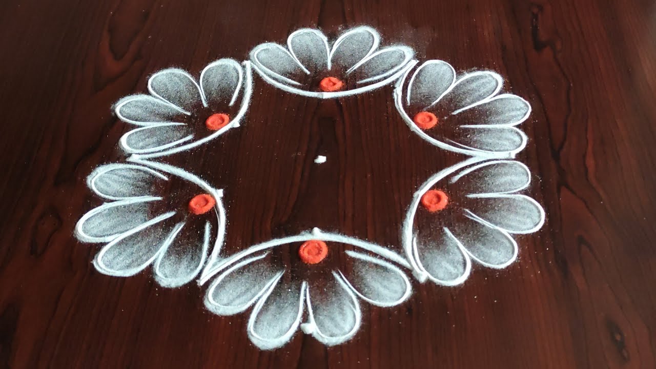 2 beautiful daily kolams (5×3) dot's.... easy rangoli