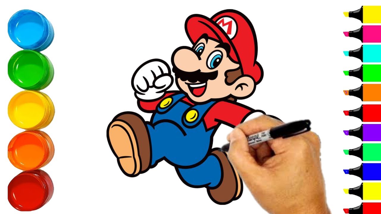how to draw Mario step by step | Super Mario cartoon drawing - YouTube