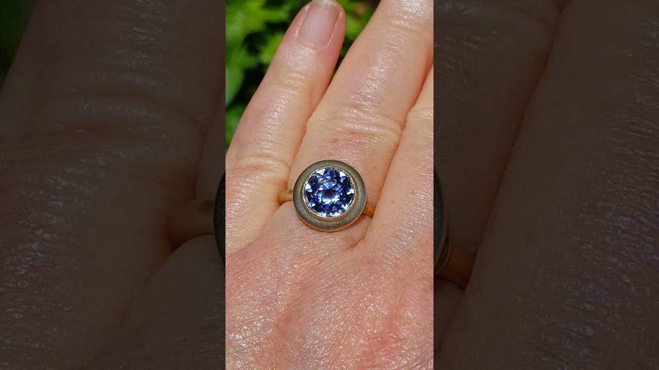 Bezel Gold Ring With Jubilee Cut Lab Blue Sapphire Ruby Emerald Alexandrite Or Moissanite
