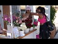 Flower cart set up at Pilates event