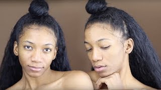 QUICK HALF UP-HALF DOWN HAIRSTYLE ON NATURAL HAIR W/ Half Wig! *beginners* | Annesha Adams