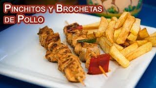 Adobar y Hacer Pinchitos y Brochetas de Pollo Estilo Mediterraneo