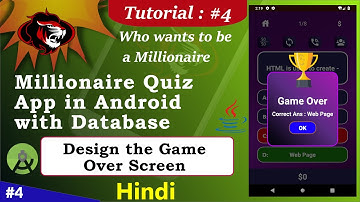 Millionaire Quiz App in Android Studio | Quiz App in Android with Room | Game Over Screen Part 4