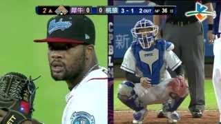 20130830 CPBL 犀牛VS桃猿 2上 林琨笙2壘安打帶2分打點
