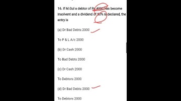 Entry if debtor become insolvent | Commerce MCQs #shorts