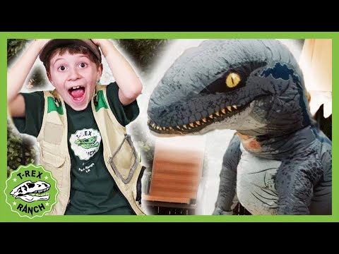Dinosaur Green Raptor Ride-On Power Wheels & Surprise Toys! T-Rex Ranch