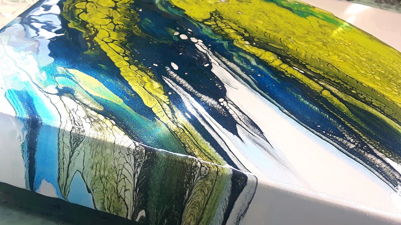 Interesting Cell Reaction ~ Testing New Pouring Medium ~ Acrylic Pour  Painting with Hair Dryer_If you're looking for an interesting way to paint  with fluid acrylics, then check out this video! 