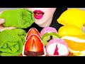 ASMR EDIBLE TOWEL, FRUITS TTEOK, CREPE CAKE *GREEN TEA, STRAWBERRY, MANGO EATING&COOKING MUKBANG 먹방