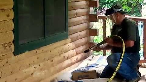 Wellington Log Home Restoration with corn blasting