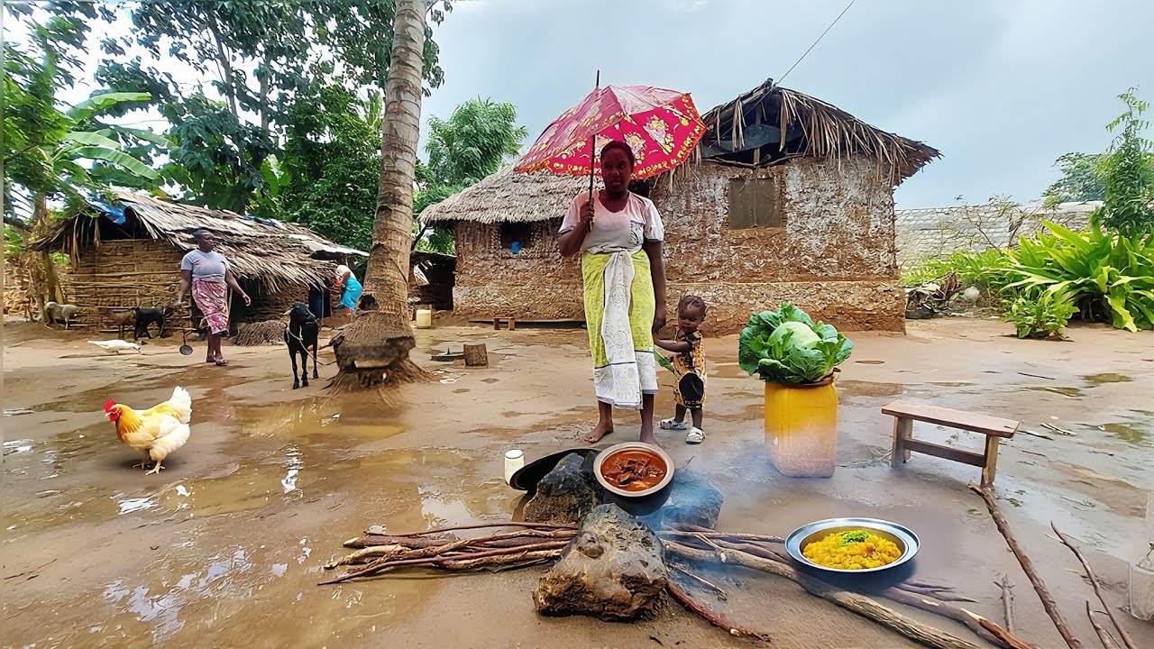 🌧️ A Beautiful Rainy Day in Our African Village; We Cooked Ugali, Liver Stew & Veggies with Love ❤️🔥
