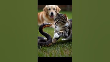 Hero Cat Fights Venomous Snake to Save His Dog Friend 🐱🐍🐶
