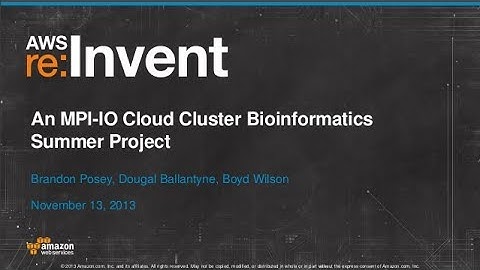 An MPI-IO Cloud Cluster Bioinformatics Summer Project (BDT205) | AWS re:Invent 2013