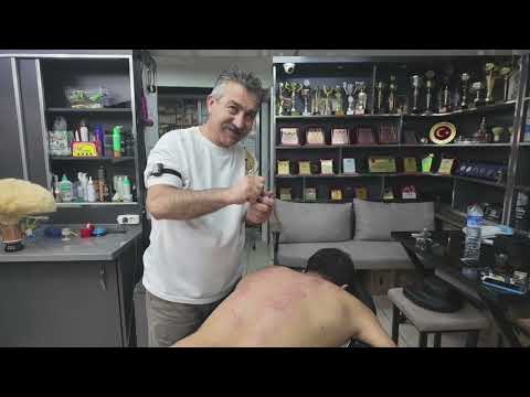 ASMR Shoulder Massage for Deep Sleep |HAIR AND BEARD TRIMMING, BACK AND SEAT MASSAGE AND SKIN CARE