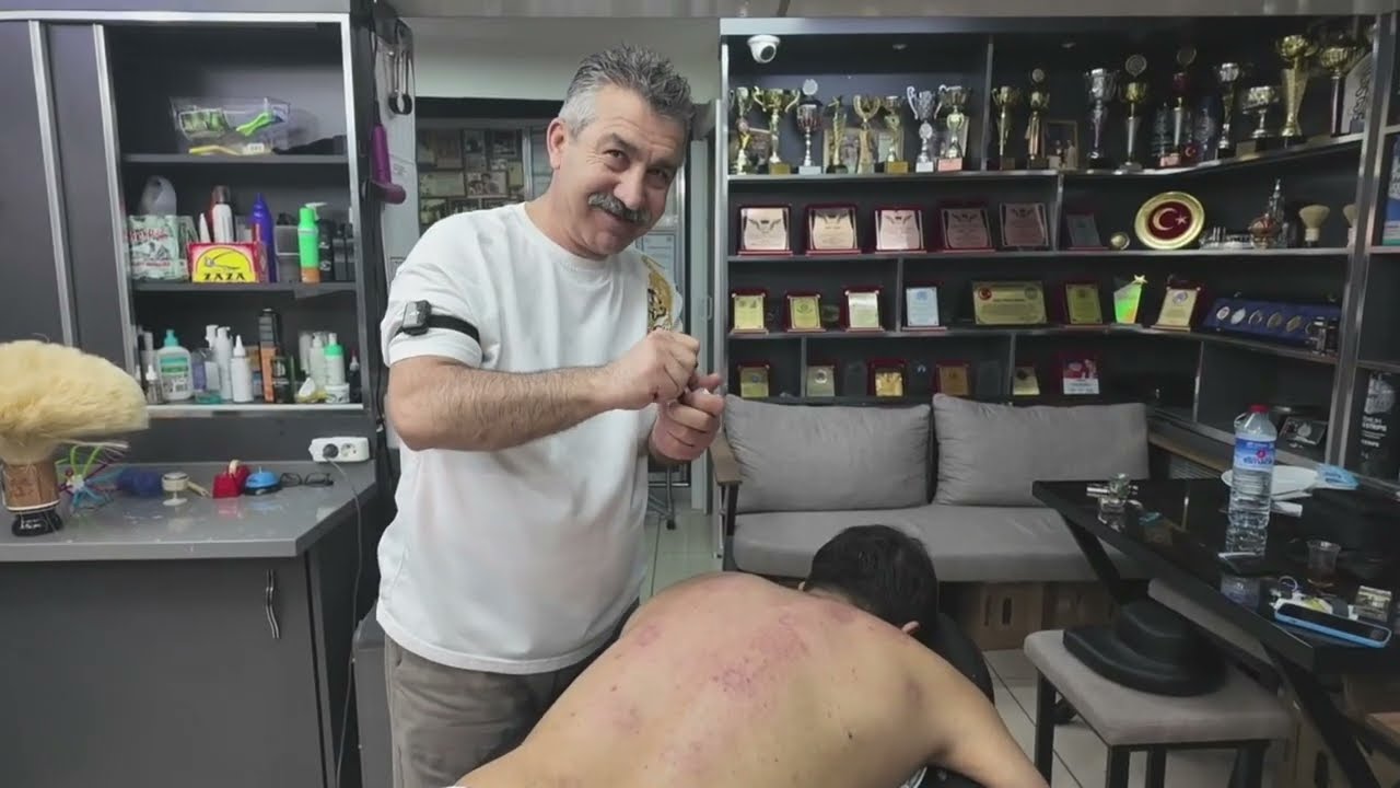 ASMR Shoulder Massage for Deep Sleep |HAIR AND BEARD TRIMMING, BACK AND SEAT MASSAGE AND SKIN CARE