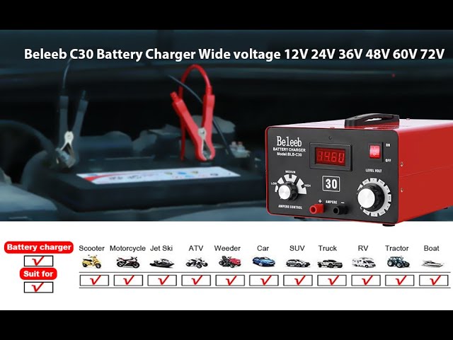 Chargeur de batterie réglable Beleeb 12V 24V 36V Rwanda
