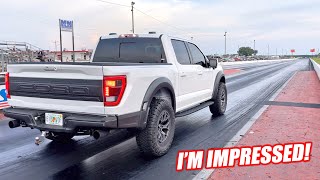 Took My 2022 Ford Raptor To The Drag Strip + Battling a PRIUS Around the Freedom Factory!