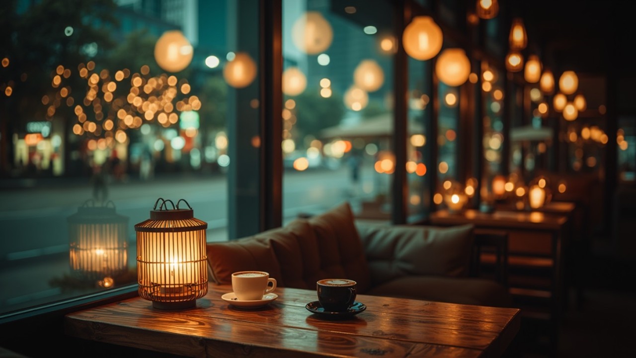 Плавный джаз для расслабляющих ночей, атмосфера кафе и кофейные нотки