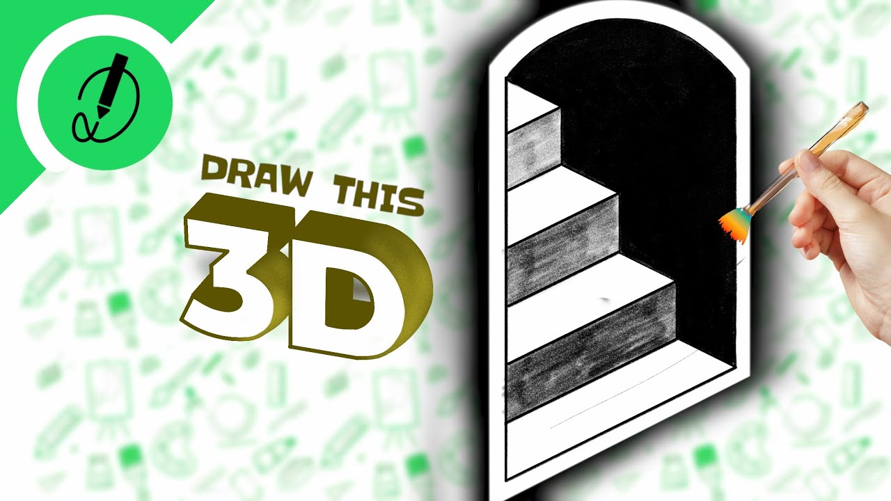 how to draw 3D STAIR step by step | very easy | with dimension #3D