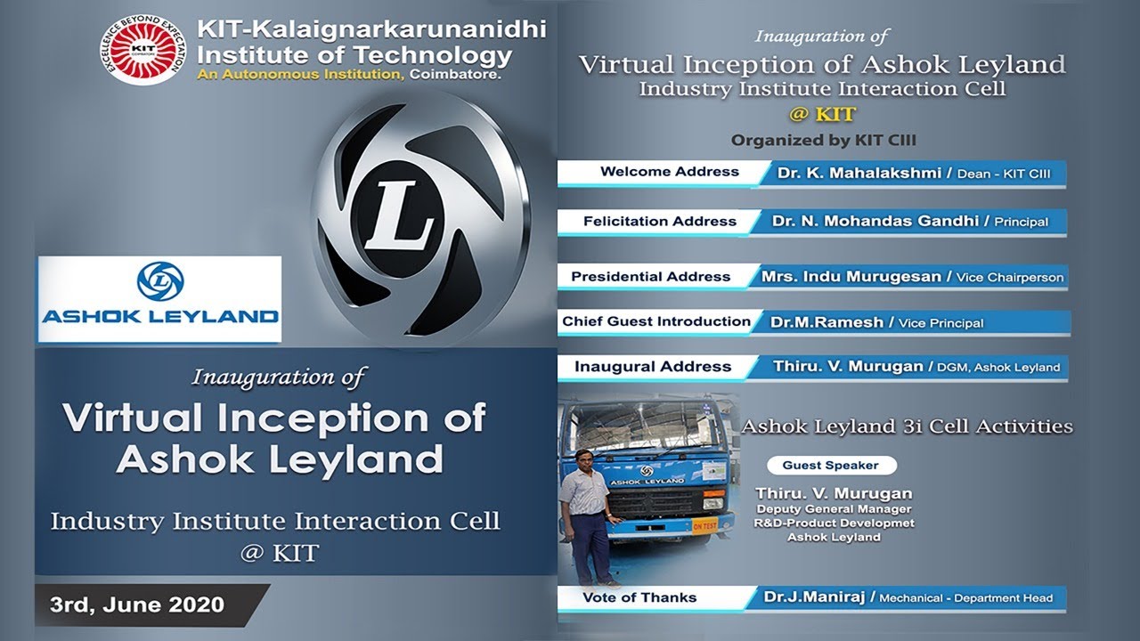 Inauguration of Virtual Inception of Ashok Leyland Industry Institute