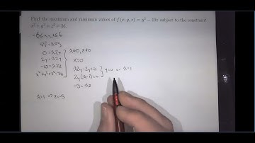 Find the maximum and minimum values of f = y^2 - 10z subject to the constraint x^2 + y^2 + z^2 = 36.