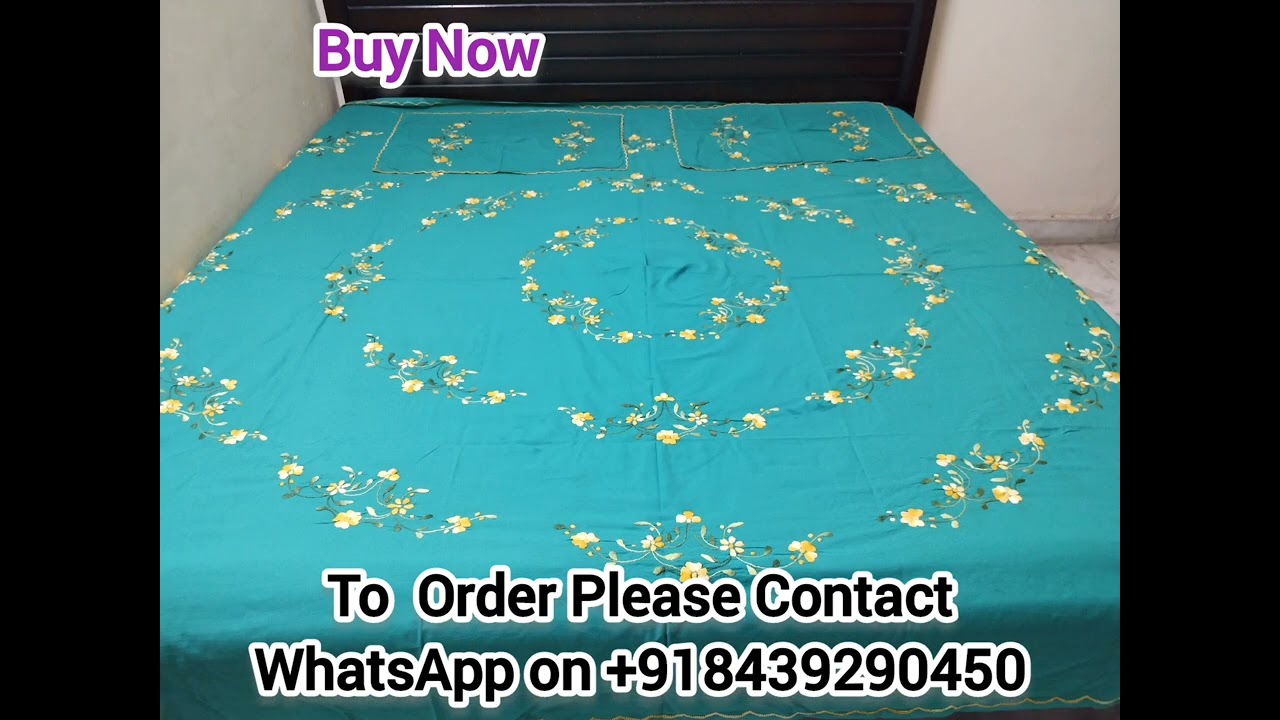 Hand Embroidery bedsheet with 2 Pillow Covers