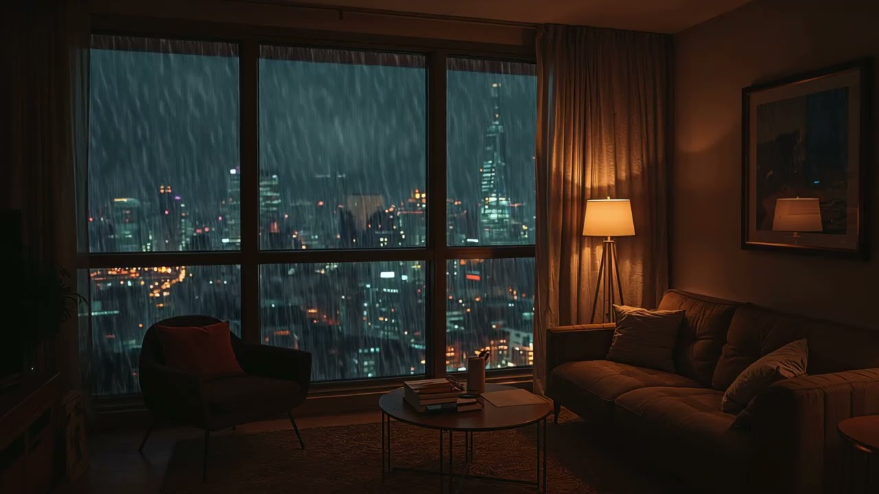 Cozy Rainy City Jazz 🌧️ | Night Window, Soft Rain, Relax, Study, Sleep