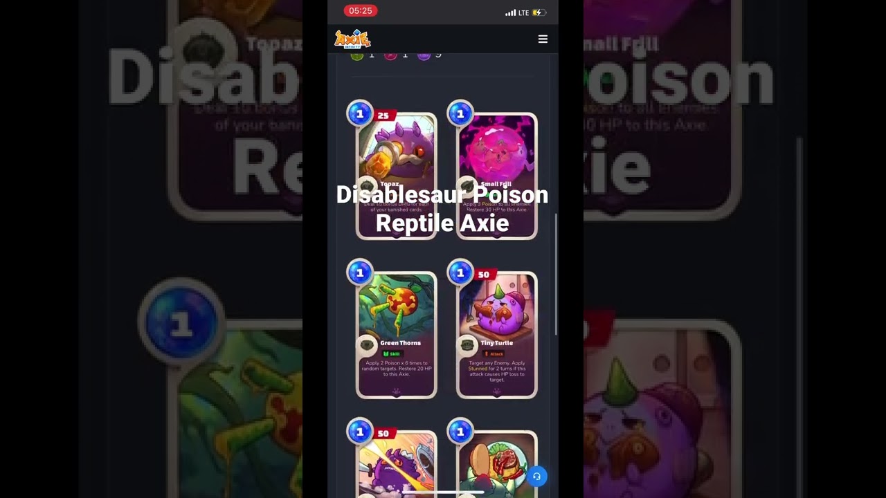 Meta Axie for Axie Origin | Disablesaur Poison Reptile Axie | Axie Infinity Origin 