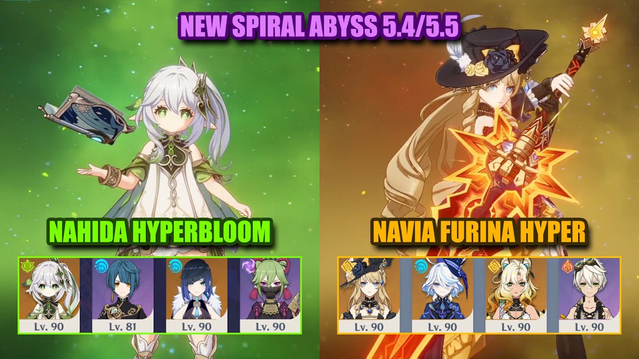 NEW Spiral Abyss 5.4/5.5 | Nahida Hyperbloom & Navia Furina HyperCarry | Genshin Impact