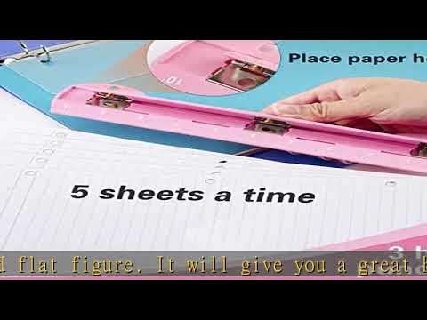 WORKLION 3 Ring Hole Puncher for Binders,Pink,with 10 Ruler, Plus  Paper-chip Tray Design,Paper line up Guide,5 Sheets Capacity