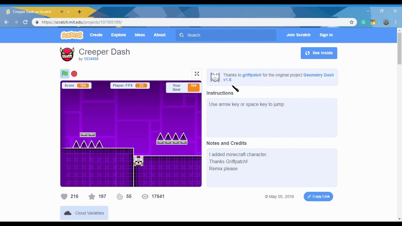 PLAYING CREEPER DASH IN SCRATCH YouTube