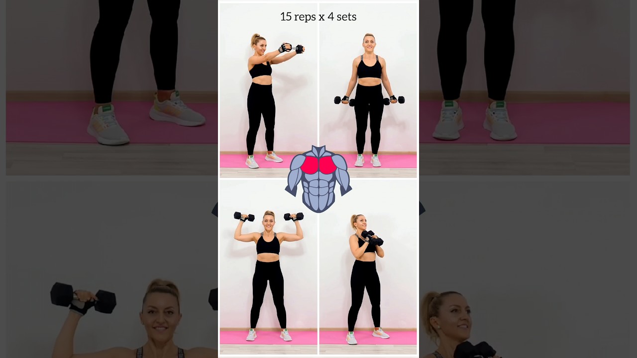 ✅ 4 Simple Exercises for a Complete @Home Chest Workout💪 Standing Chest Workout🚶‍♀️