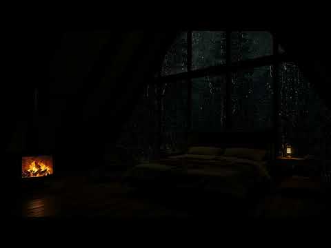 DEEPEST HEALING SLEEP(No Ads)💦Strong Rain - Thunderstorm Sounds😴Warm Fire | Relaxation & Calm Nights