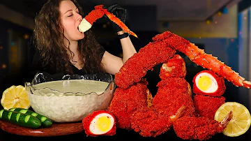 KING CRAB SEAFOOD BOIL MUKBANG | HOT CHEETOS |CHEESY ALFREDO SAUCE|LOBSTER | ASMR EATING | ASMR FOOD