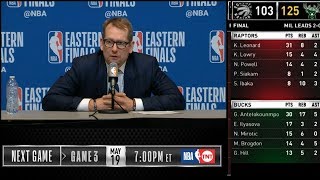 Nick Nurse postgame reaction | Raptors vs Bucks Game 2 | 2019 NBA Playoffs