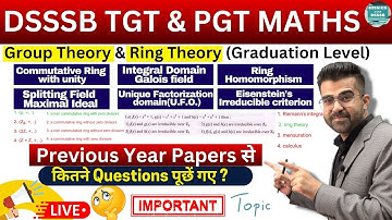 DSSSB TGT PGT MATHS में Group Theory & Ring Theory से कितने Question पूछें गए Previous Year Exam में