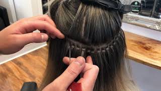 Detailed LA WEAVE Human hair extension application video and tutorial.