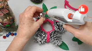 So Beautiful ! Look what I Made with Pine cone and glass bottle. Recycling craft ideas for Christmas