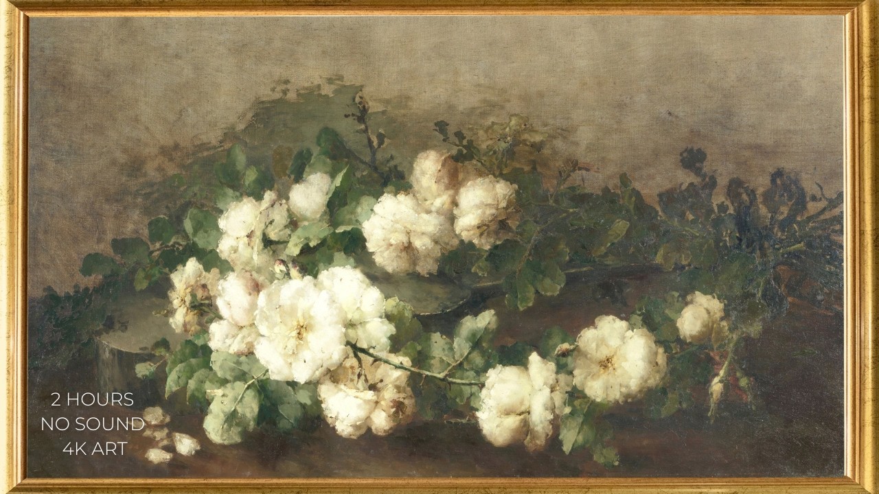 2 Hours Vintage Rose Painting Screensaver (No Sound) | 4K UHD