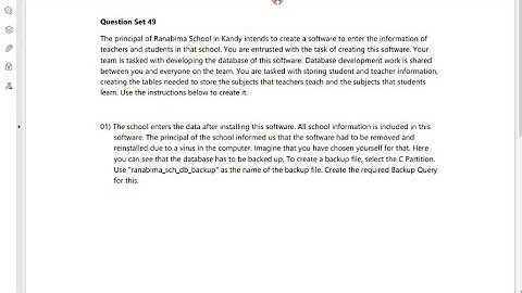 Database Task49|DDL Query used to back up database|1st year|java institute|D Fernando|@dtecknow