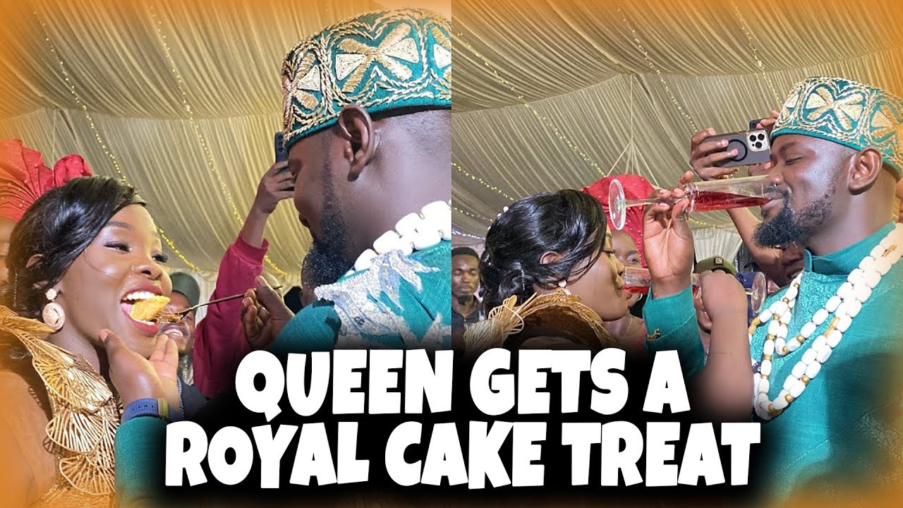 ROMANTIC MOMENTS AS PRINCE INDAH FEEDS HIS LOVELY QUEEN  THE CAKE