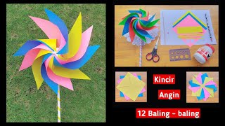 Membuat Kincir Angin 12 Baling-baling dari Kertas Origami || Kincir Berputar || Kincir Angin 3 Warna