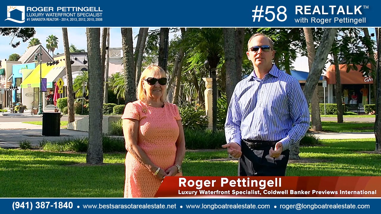 Roger talks with Diana Corrigan of the St. Armands Circle Association