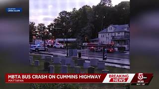 MBTA bus strikes fence, tree in Mattapan; 1 person injured