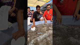 El hombre sacó todos los peces dentro del hielo 😳