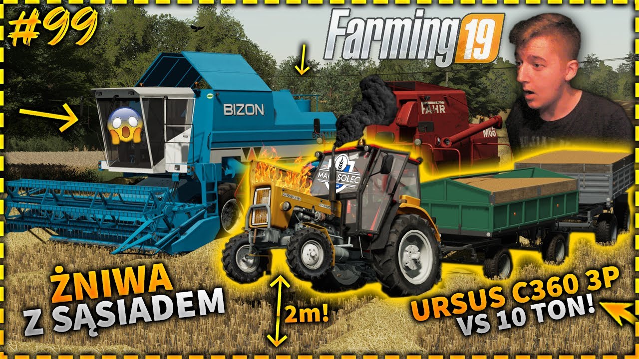 ✅BRACIA NA POLSKIEJ FARMIE #99 SEZON 3|FS19|🚜MEGA DUŻE ŻNIWA Z SĄSIADEM!🌾🔥😱URSUS C360 3P VS 20 TON!😱