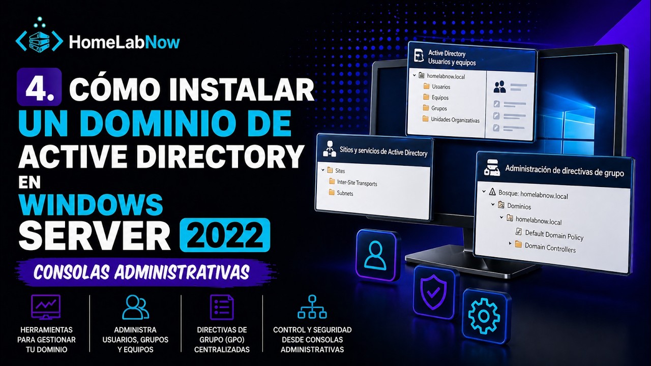 4. Cómo instalar un dominio de Active Directory en Windows Server 2022: Consolas Administrativas