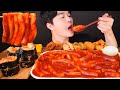 ASMR MUKBANG | SPICY TTEOKBOKKI & GIMBAP KOREAN FOOD EATING SOUNDS 매운 신전 떡볶이 FLEX 분식 먹방 !