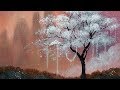 Fantasy Landscape Blooming Tree LIVE Acrylic Painting Tutorial